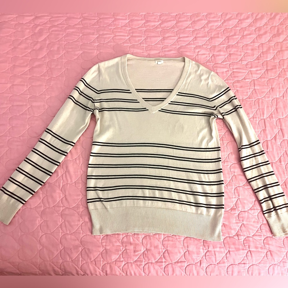 J Crew size Small v neck cotton striped top